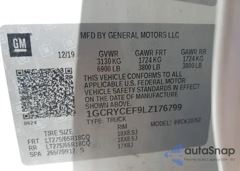 2020 Chevrolet Silverado 1500 4Wd Double Cab Standard Bed Custom Trail Boss из США, поврежденный, VIN 1GCRYCEF9LZ176799